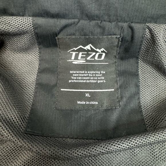 TEZO Mens Windbreaker Rain Jacket Water Resistant Removable Hood Black Gray XL - Picture 12 of 12